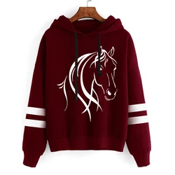 Langarm Sweatshirt Pullover coole Pferd Grafik lässig Trainings anzug Damen bekleidung Pferd Hoodies High Street Fashion Pullover