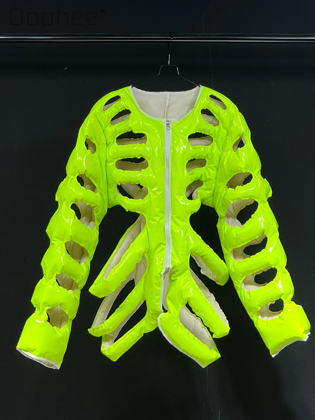 

Original Fluorescent Green Hollow Skeleton Texture Three-Dimensional Tailored Vests Men Street Punk Style Trendy Oversized Vest