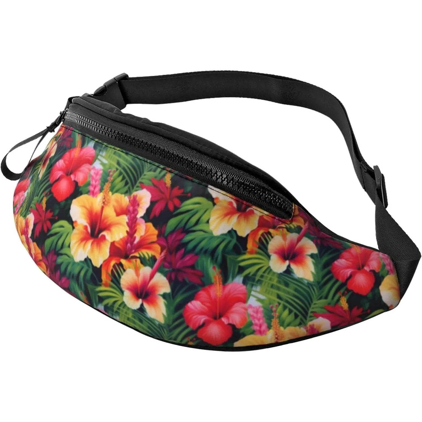 

Floral Tropical Fanny Pack Waist Bag Adjustable Belt Bag for Men Women Traveling Hiking Cycling Running