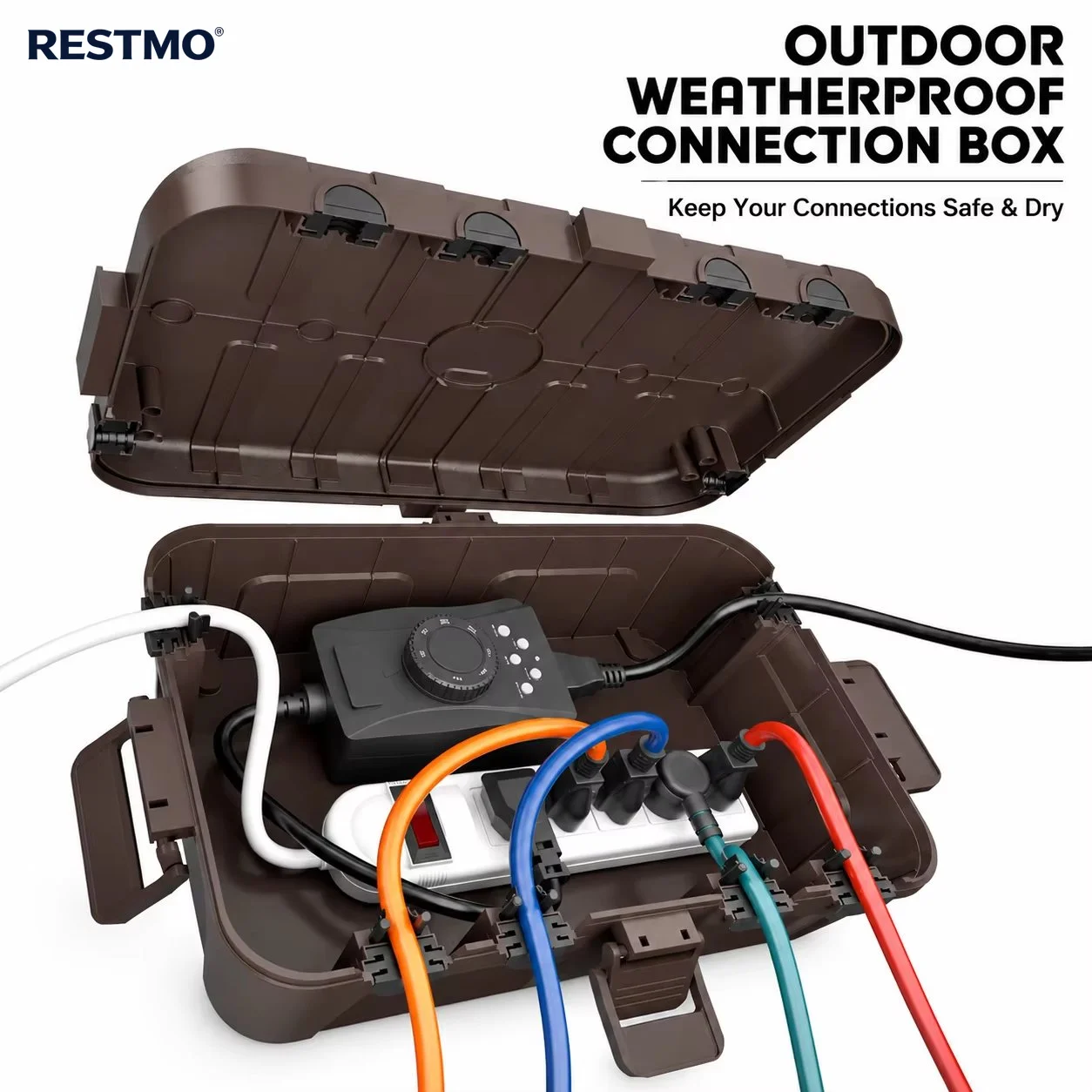 Large Waterproof Electrical Box, Outdoor Extension Cord Cover Weatherproof Protector for Plugs, Lights, Garden Timers and Cords