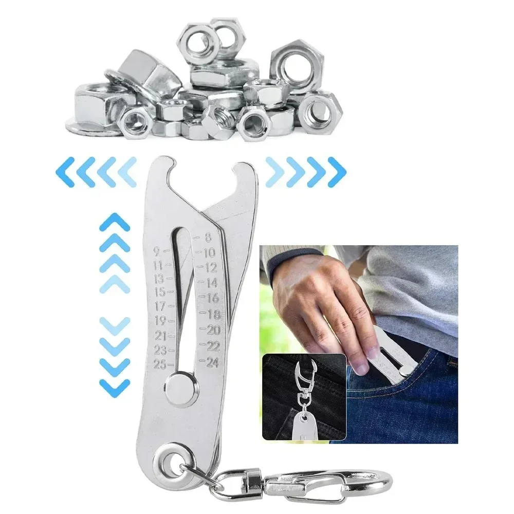 1Pc Precise Bolt Size Finder Keychain Bolt and Nut Identifier Gauge Size Catcher