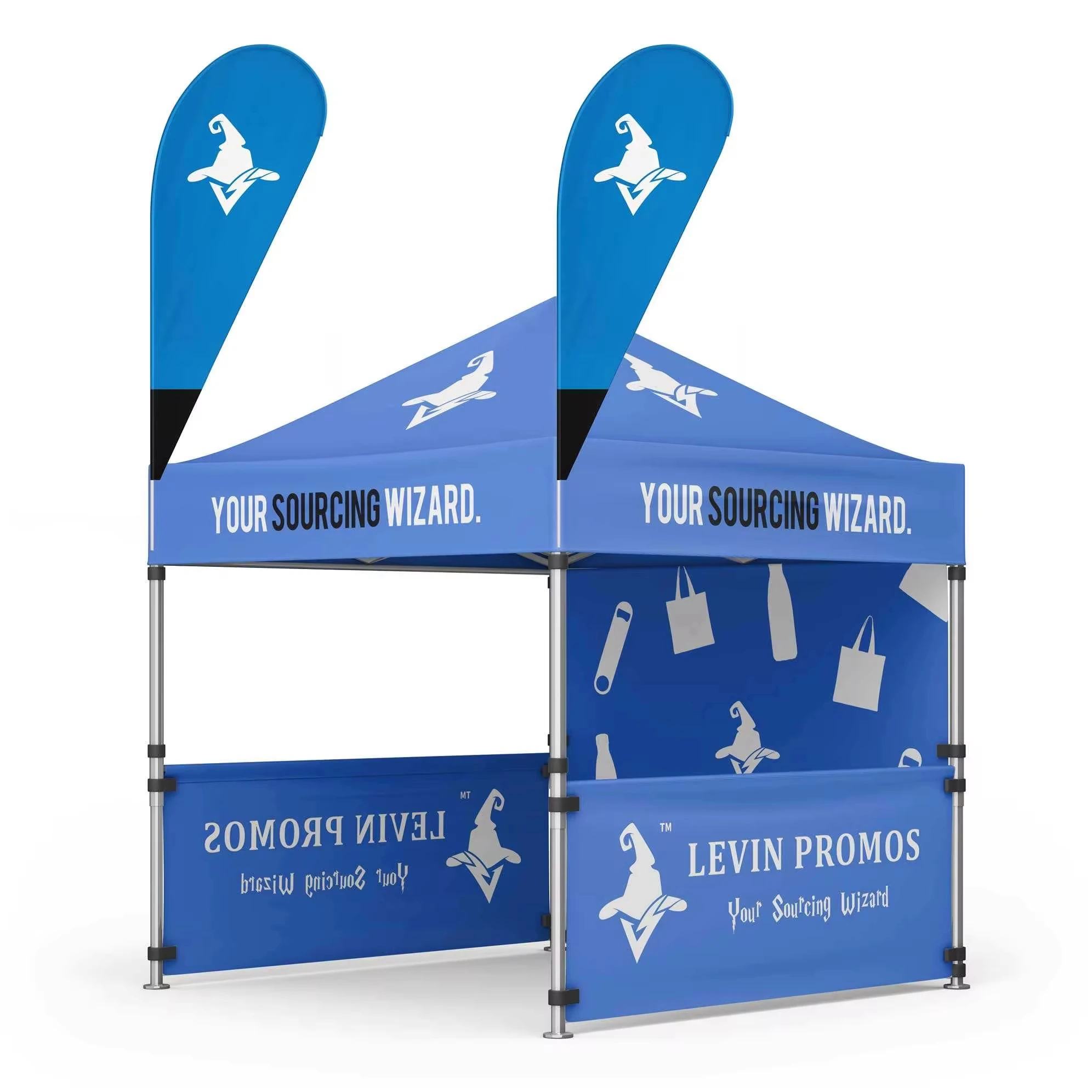 Custom Logo Printed Outdoor Sports Tent with Slant Leg Waterproof Foldable 10x10 Pop Up Canopy