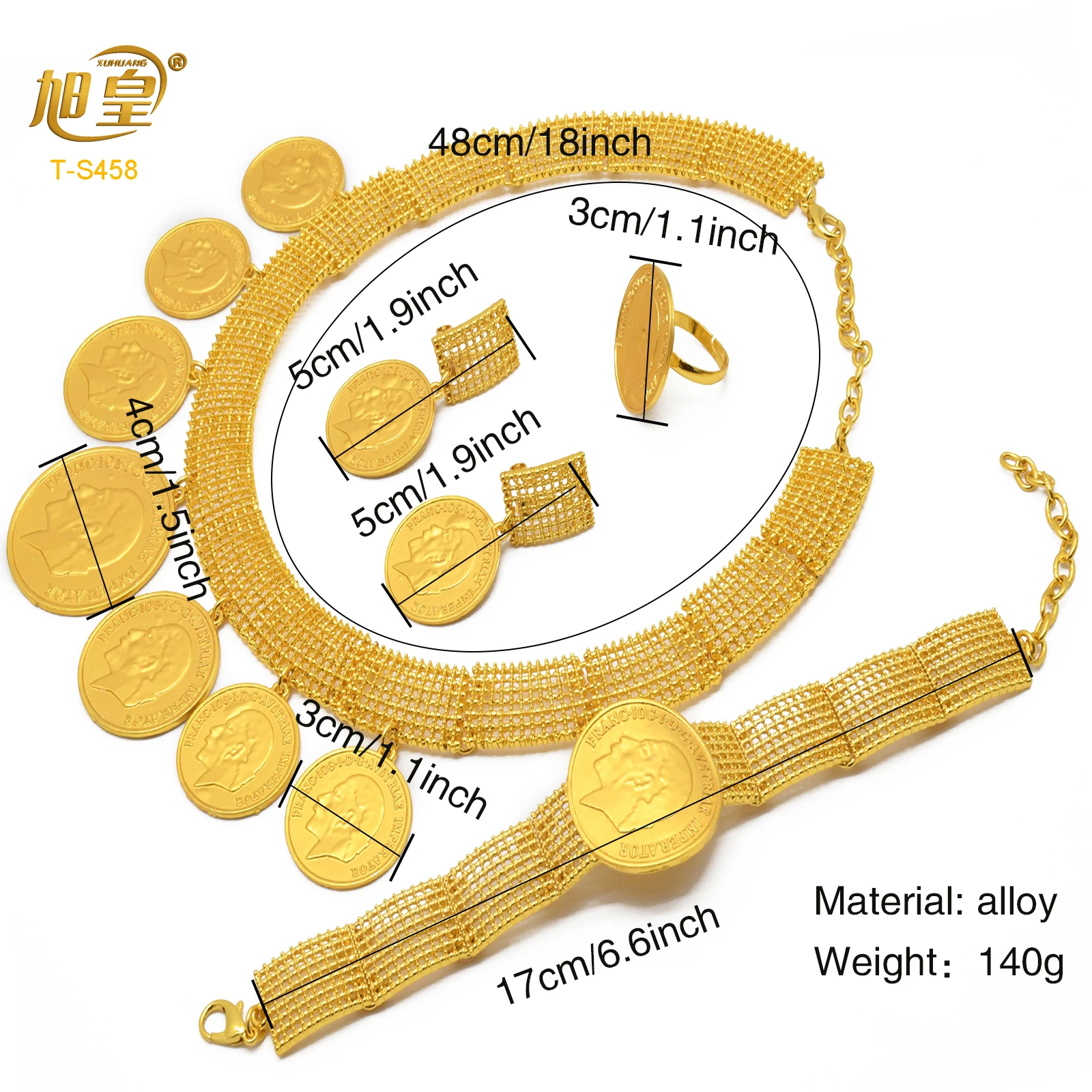 African 24K Gold Color Coins Necklace Bracelet Sets For Women Dubai Luxury Choker Designed For Women Wedding Party Jewelry Gift