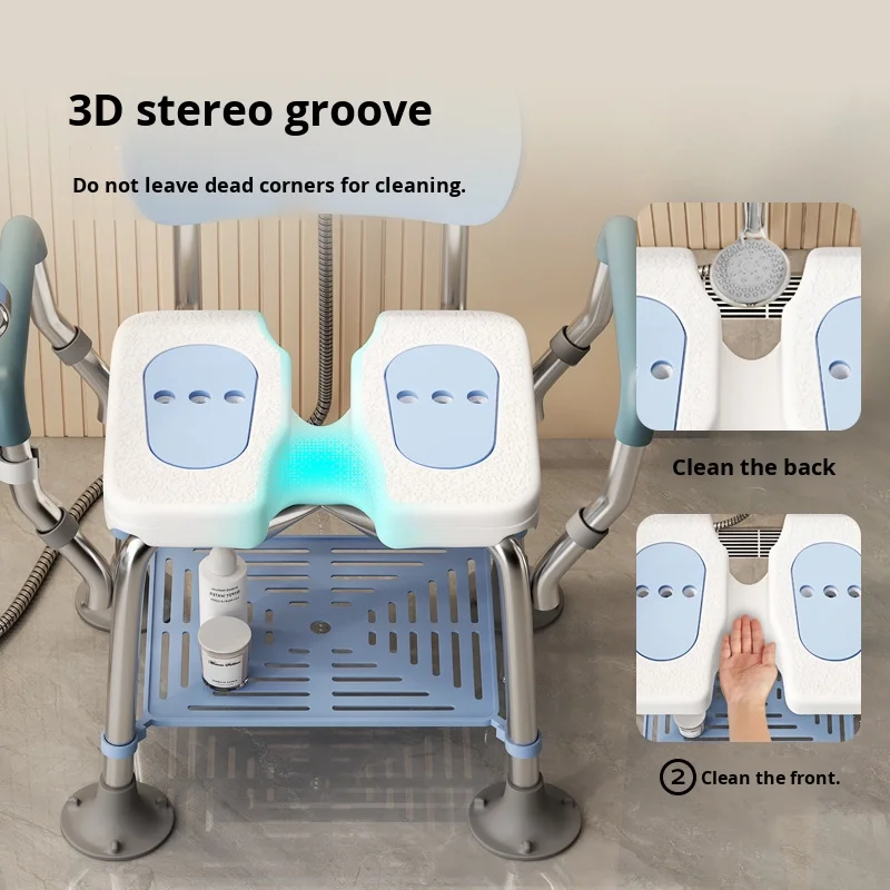 Simplywalk Aluminum Alloy 150KG Bath Shower Chair Backrest Medical Pregnant Woman MDR CE Certification Long-term Partner