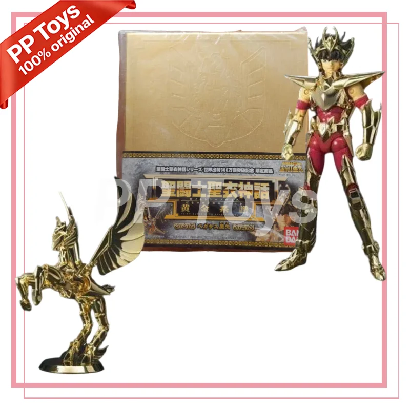 

In Stock Bandai Original Saint Seiya EX Saint Cloth Myth Final Pegasus 24K Gold Plated Action Figure Toy Gifts for Children