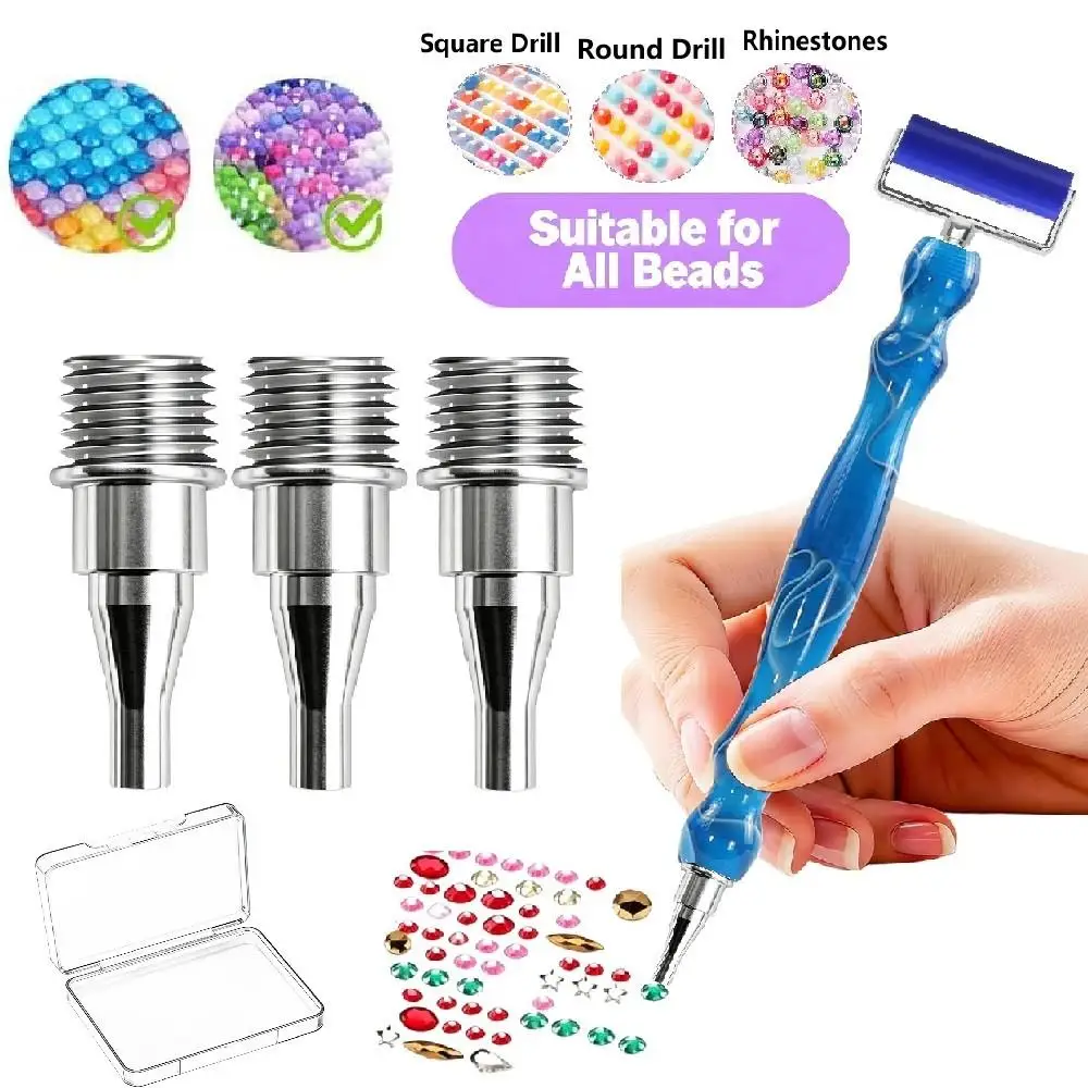 3Pcs DIY Diamond Pen Replacement Set, Diamond Pen Tip Replacement Parts, Spiral-Type Replaceable Pen Tips, Compatible with Most Diamond Painting Dotting Pens
