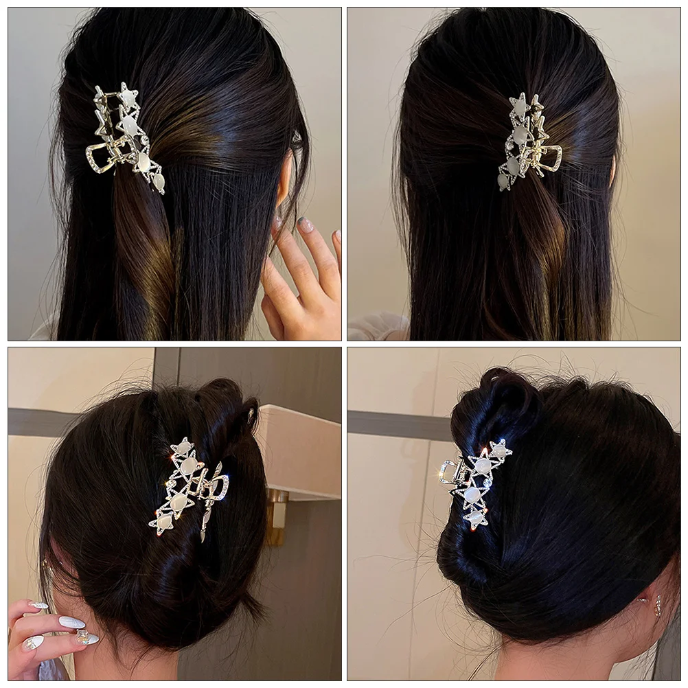 

Zinc Alloy Rhinestone Cat Eye Stone Hair Claw Clip For Women Lightweight Pearl Decorative Jaw Clip Durable Smooth Surface