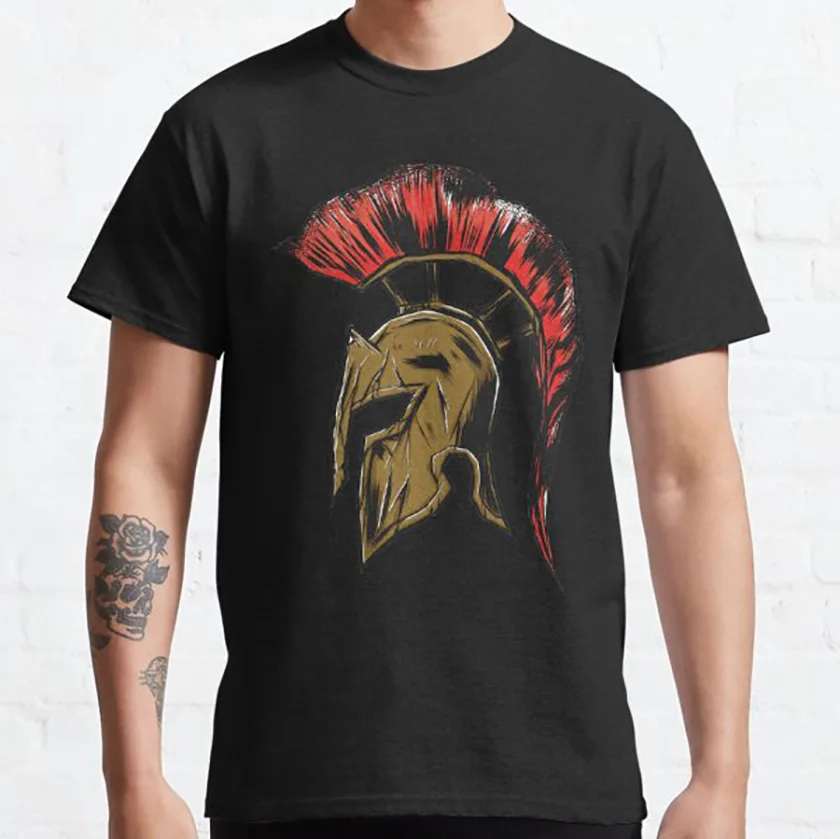 

Cool Grungy Warrior Helmet Spartan Sparta gladiator Helmet T-Shirt strength honor Unique 100% Cotton Plus Size Large size tee