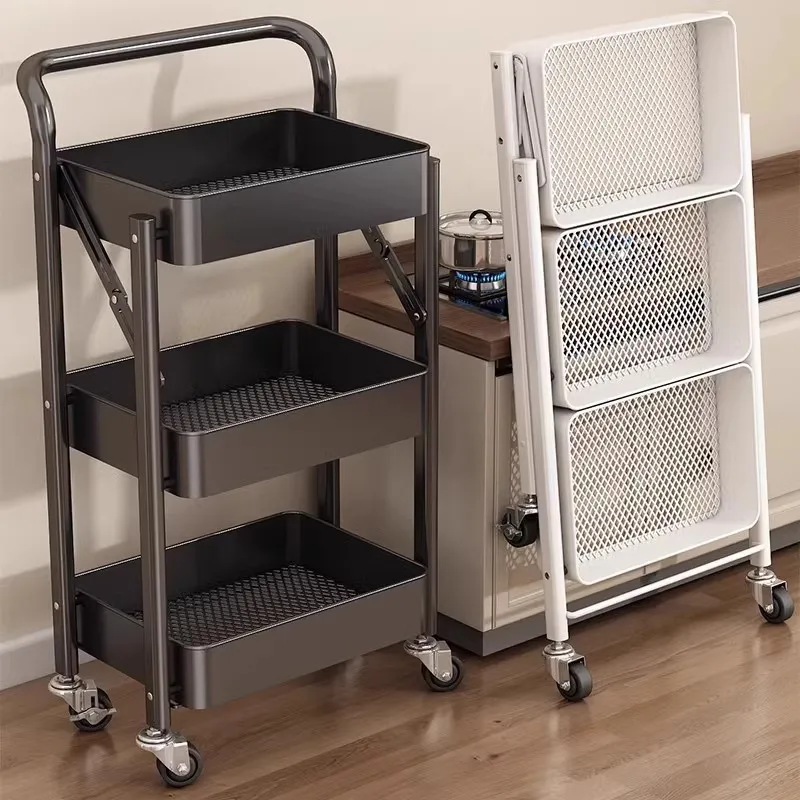 

Mobile Trolley Floor-to-ceiling Multi-layer Folding Kitchen Rack Snack Rack Bathroom Toilet Storage Storage Rack