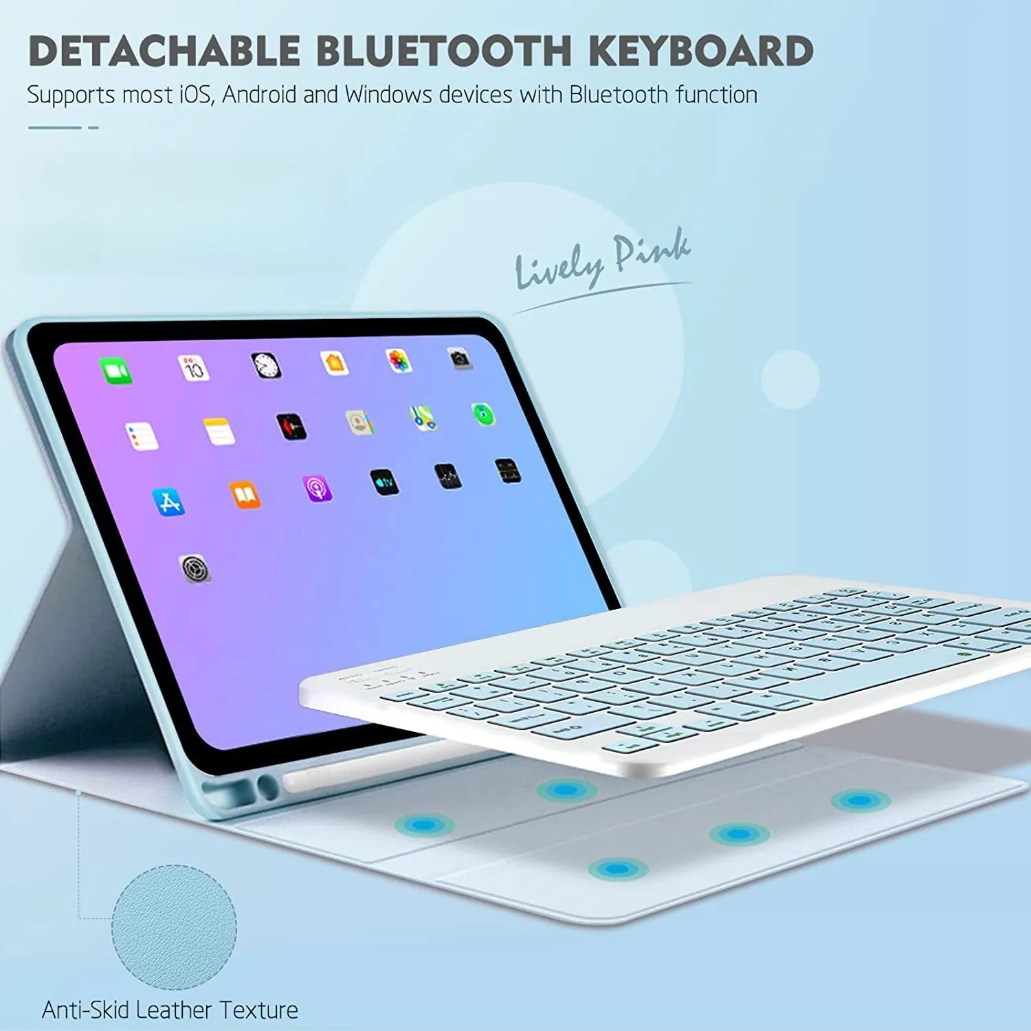iPad-Lederhülle mit Bluetooth-Tastatur und Maus, Folio-Standfunktion für 10,2, 10,5, 10,9 und 11 Zoll iPads – Detail 5