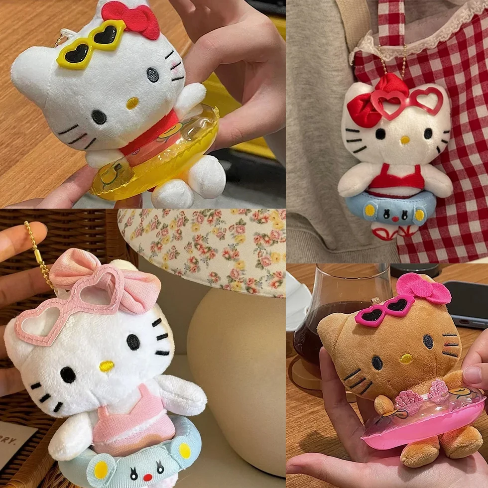 Neue Hallo Kitty Plüsch-schlüsselanhänger Gefüllte Weiche Puppe Schlüsselbund Cartoon Hallo Kitty Plüsch Tasche Anhänger Zubehör Mädchen Geschenk Spielzeug