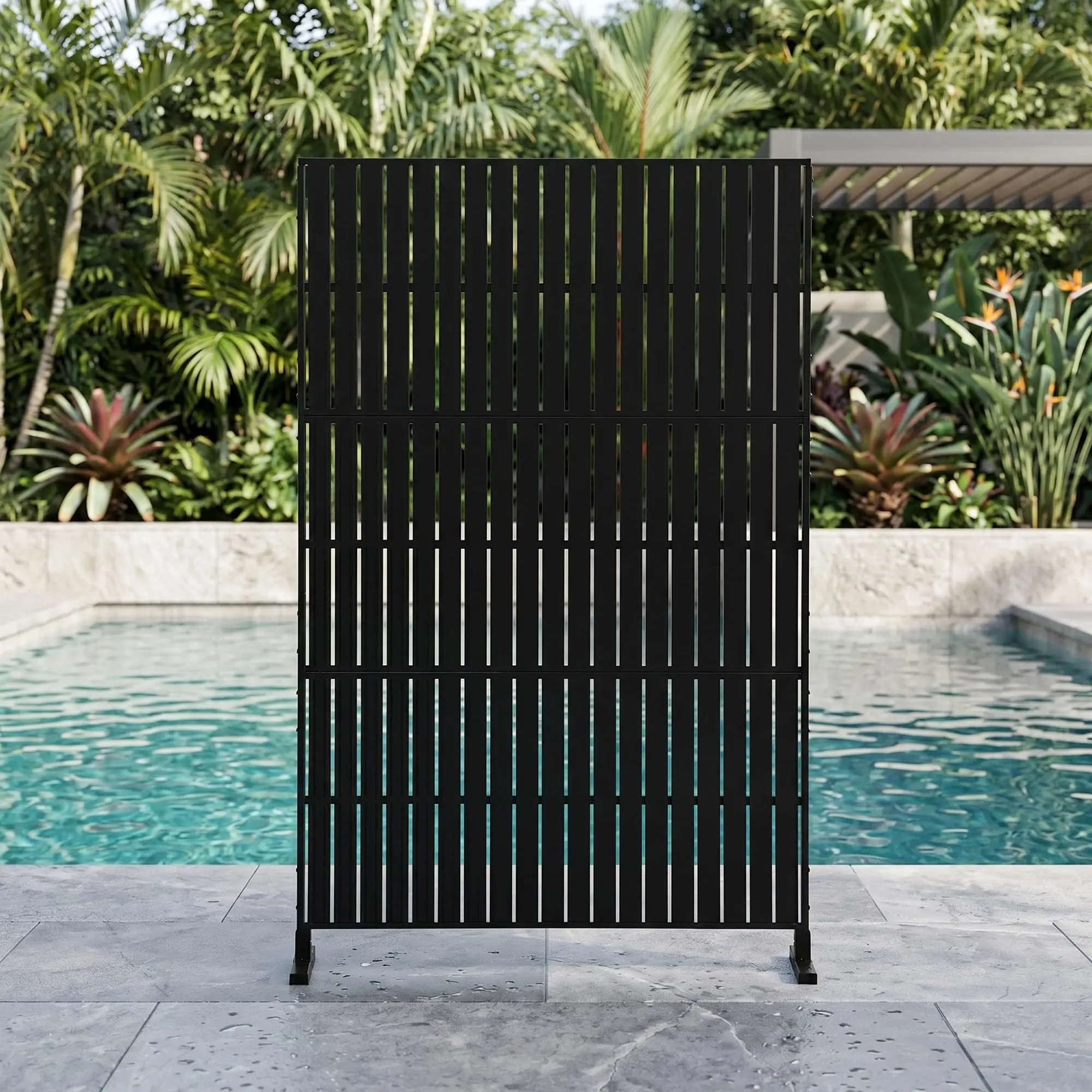 Outdoor Metal Privacy Screen with Stand, 72
