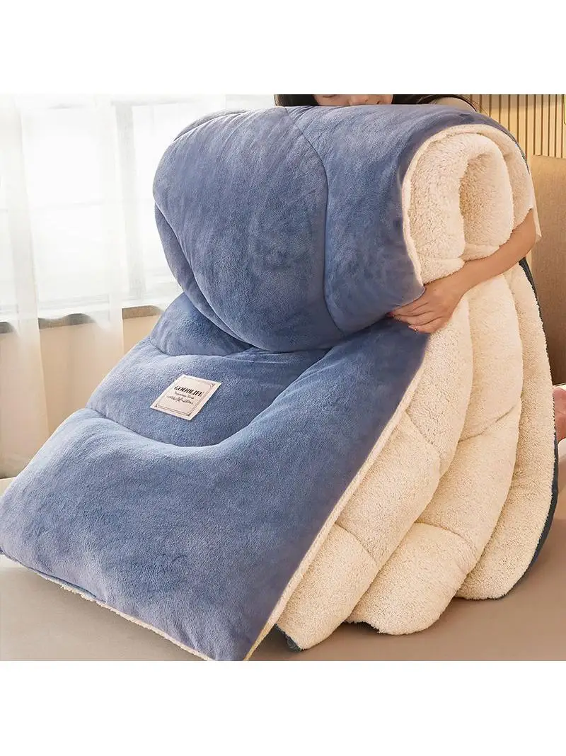 

Kadettem Milk Velvet Blanket Double-Sided Thiened Warmth Lamb Velvet Filled Durable Polyester Fiber Filled All Seasons Use