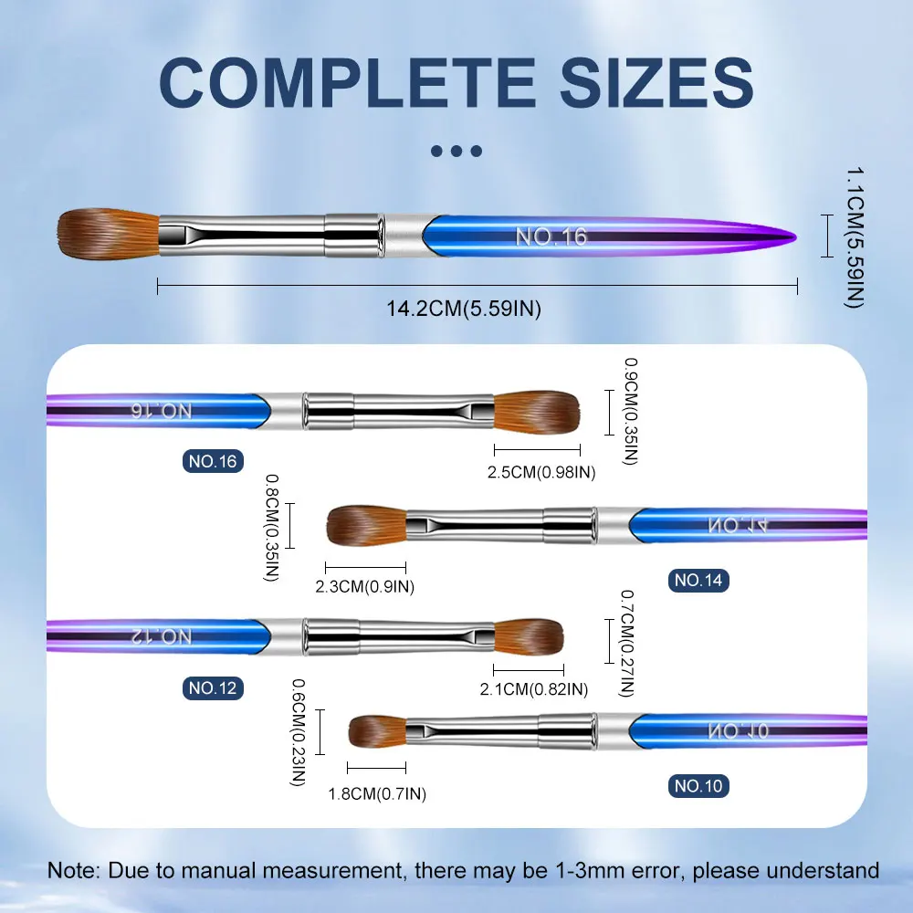 4 個アクリルネイルブラシセットサイズ 10/12/14/16 アクリルパウダー拡張ネイルブラシアート 3D 彫刻マニキュアサロンツール
