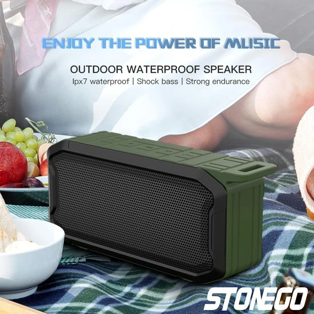 STONEGO 1PC Portable Outdoor Bluetooth Speaker - High Power Subwoofer, Wireless Waterproof, USB Music Player Support AUX TF