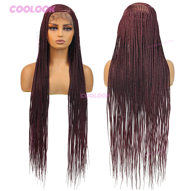 36-Zoll-Box-Part-Perücke mit Zöpfen, synthetische Perücke für Damen, Cornrow-Zopfperücken, Full-Lace-Perücke, geflochtene afrikanische Perücken, Cosplay – Detail 4