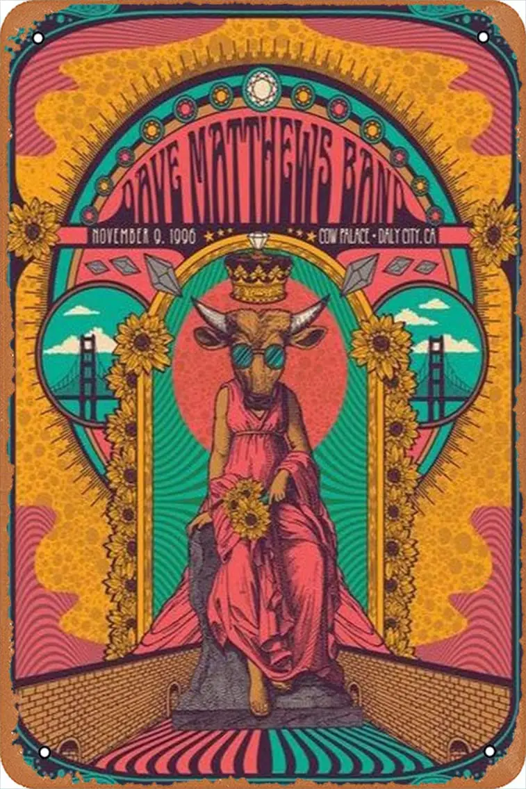 Dave Matthews Band - 2020/1996 poster Daly City, CA Retro Metal Tin Vintage Sign 12 X 8 Inch Wall Decor sign