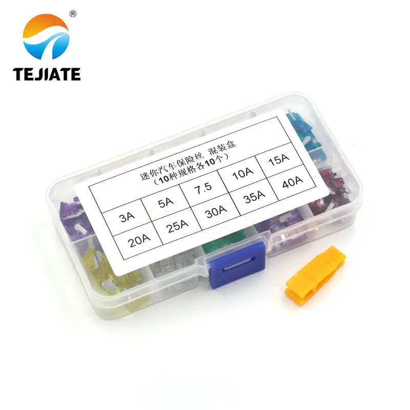 

100PCS MINI Car Fuses 3A 5A 7.5A 10A 15A 25A 30A 35A 25A 40A Amp with Box Clip Assortment Auto Blade Type Fuse Set Truck
