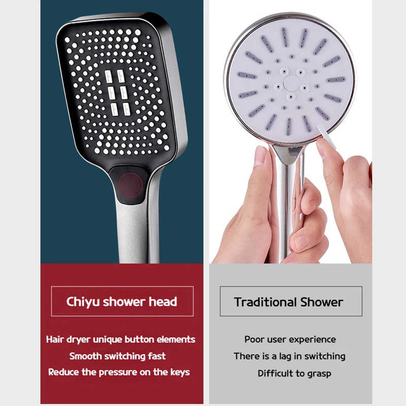 Modern Showers for Bathroom ABS Handheld Adjustable 3 Modes Rainfall Shower Head High Pressure Bathroom Accessories