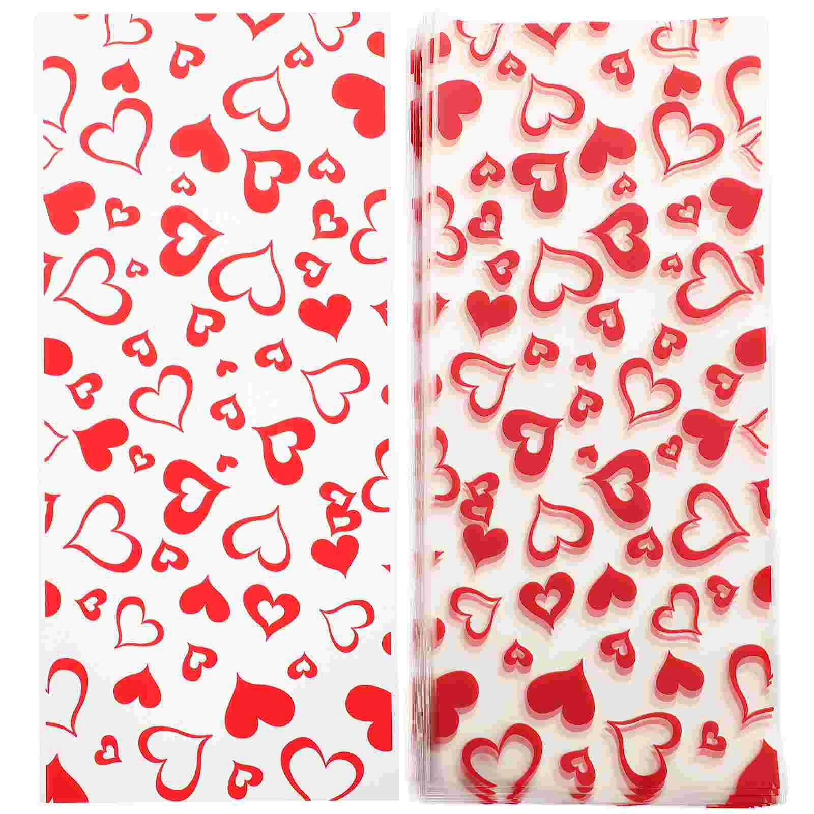 

100 Pcs Love Bag Wedding Plastic Transparent Bags of Sweet Gift Packing Christmas Treat Cookies Candy Package Buffet