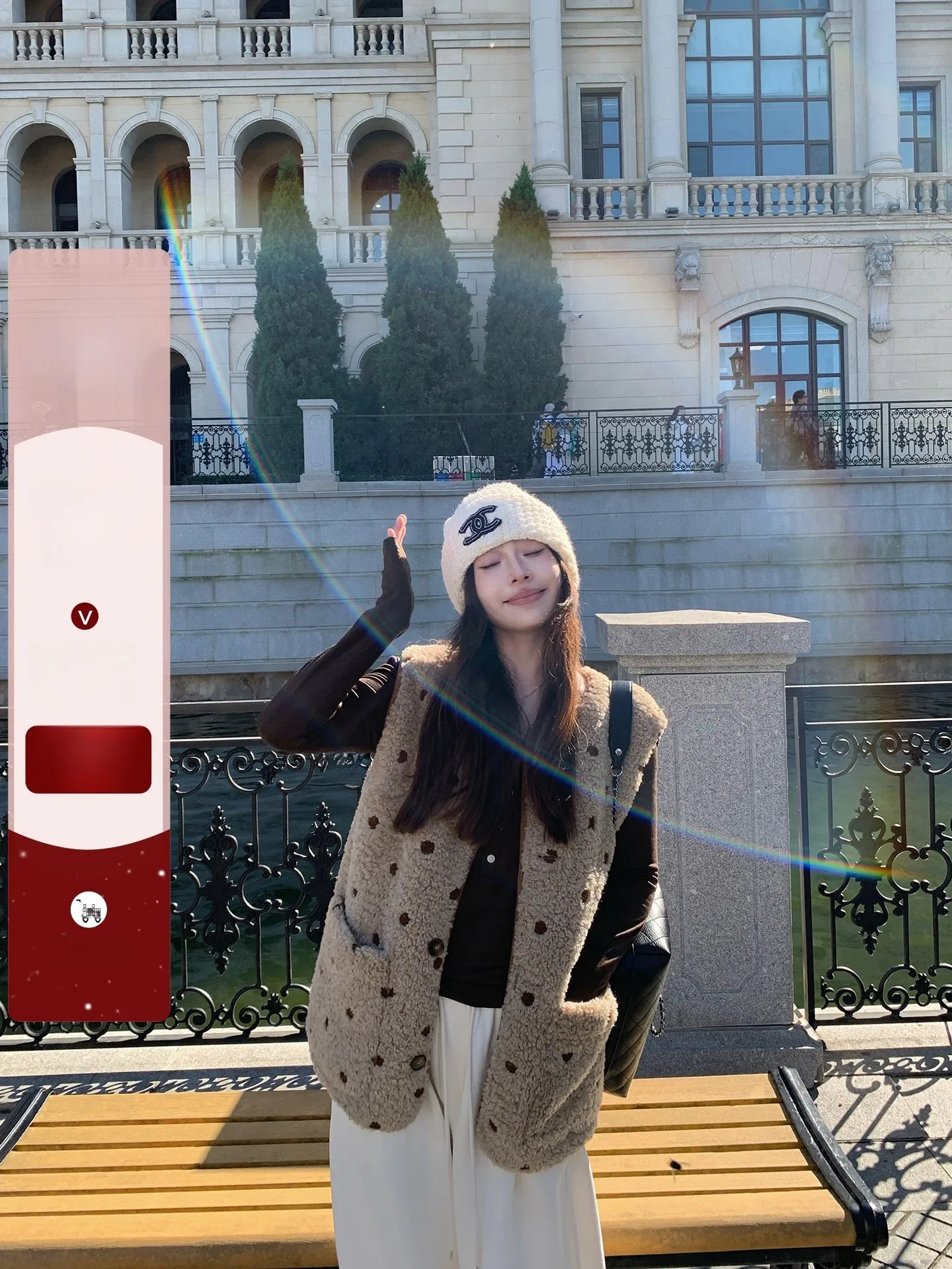 

Женский двусторонний жилет EVNSLE из овечьей шерсти в клетку, утепленный, с кожаными и меховыми вставками, зимняя верхняя одежда