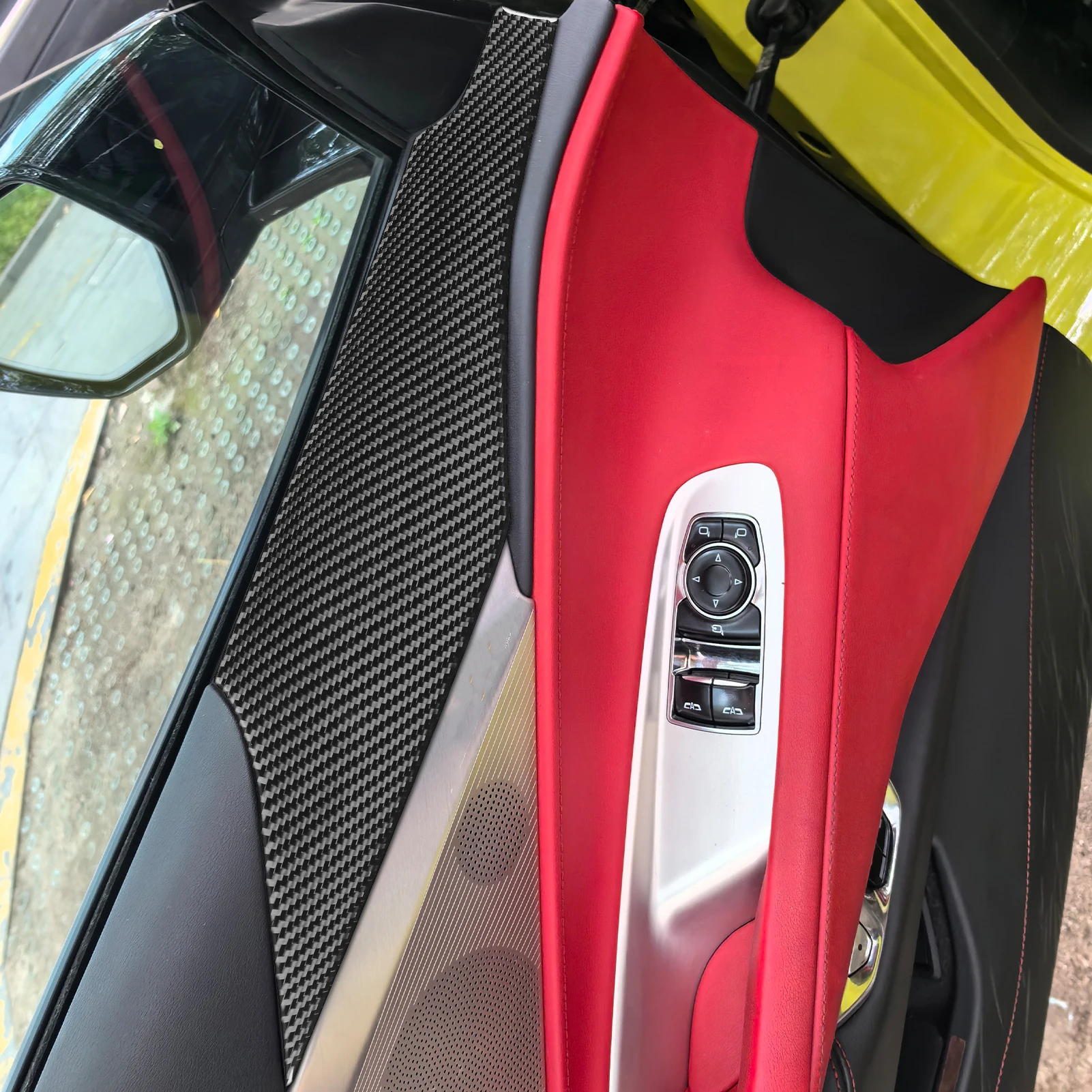 

Для Chevrolet Corvette C8 Z51 Z06 2020-2023 автомобильные аксессуары из углеродного волокна внутренняя дверная панель декоративная крышка декоративная наклейка
