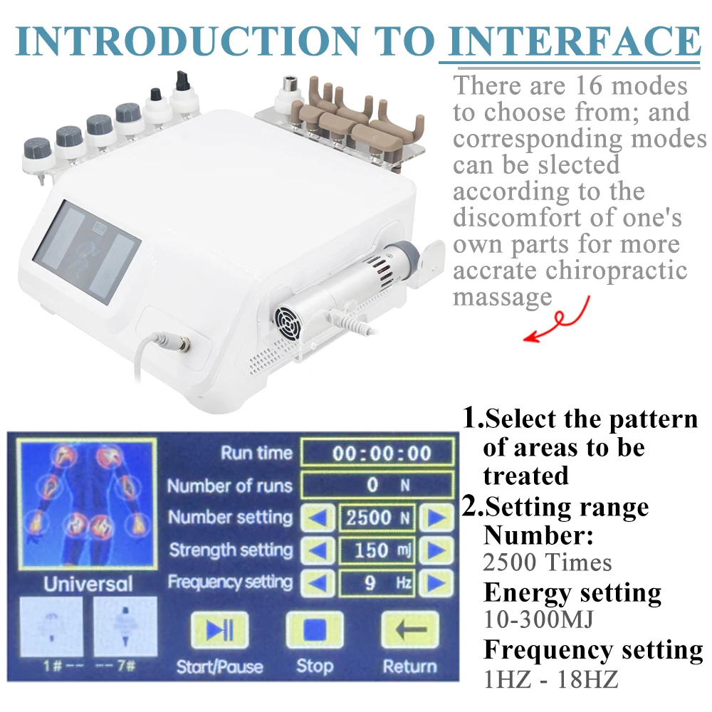 300MJ آلة العلاج بالمستخدمين لعلاج الضعف الجنسي الإغاثة آلام الكتف والرقبة بتقويم العمود الفقري تصحيح بندقية جديد 2 في 1 مدلك