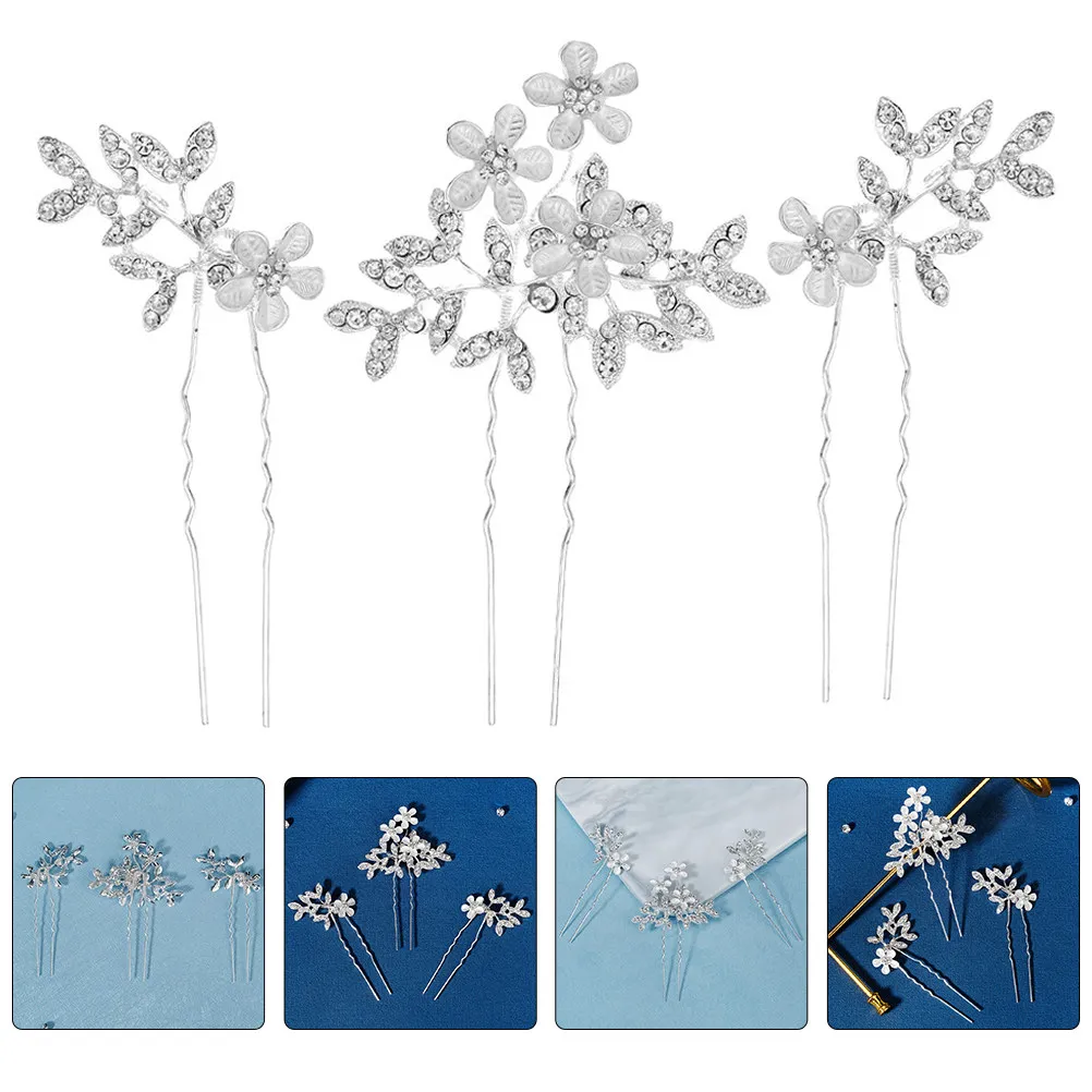 3Pcs Vintage Bridal Hairpins Flower Rhinestone Alloy Hair Clips for Wedding Prom Party Night Out Daily Wear Elegant Bridal Hair