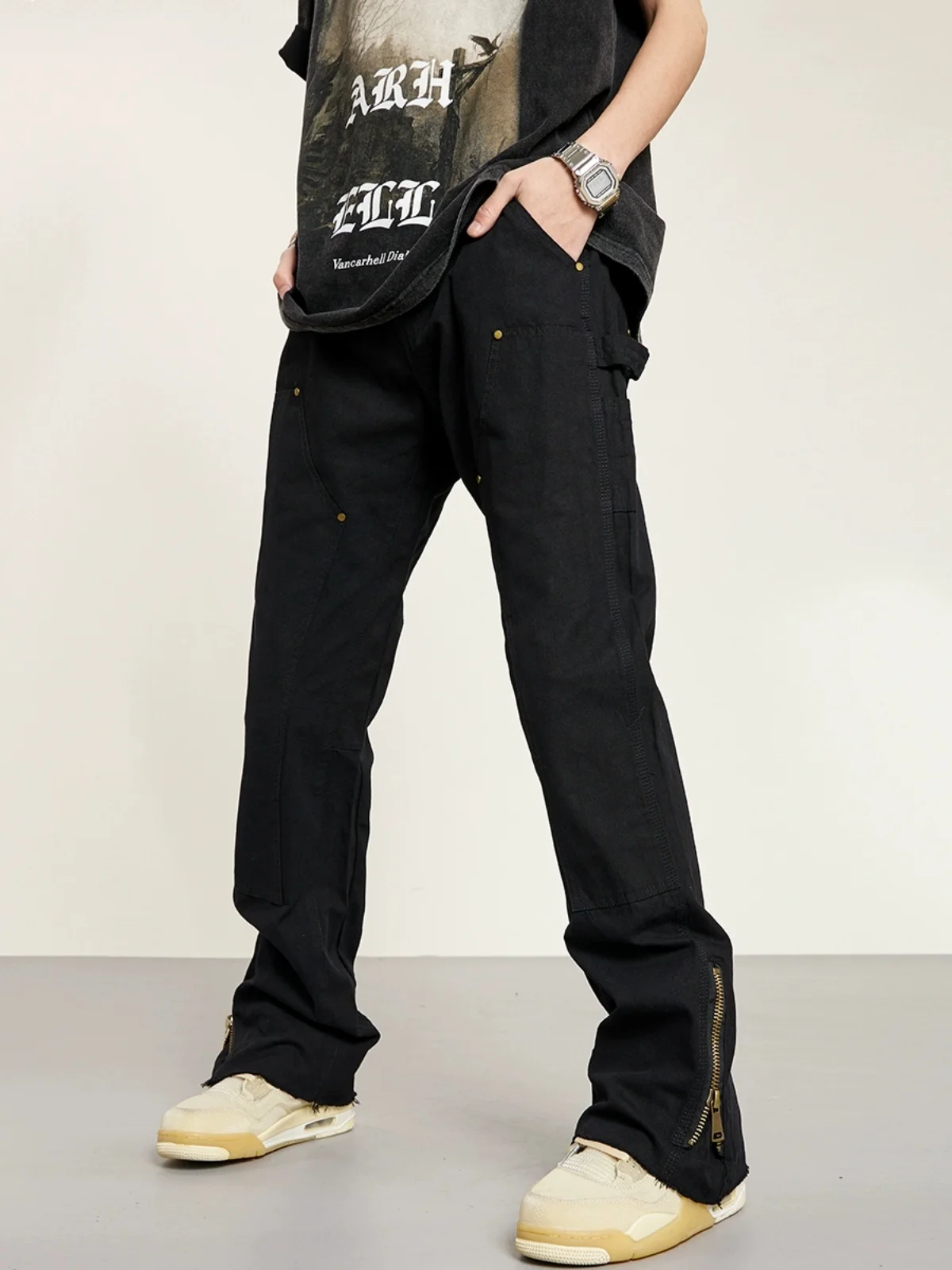 

RedEye High Street Men's Casual Pants Vintage American Logging Bootcut Slimming Trendy Workwear Trousers Straight Leg Jeans