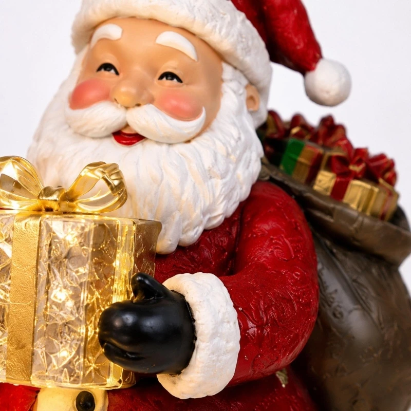 Solar Santa Yard Stake Light with Warm Golden Cascading LED Strands