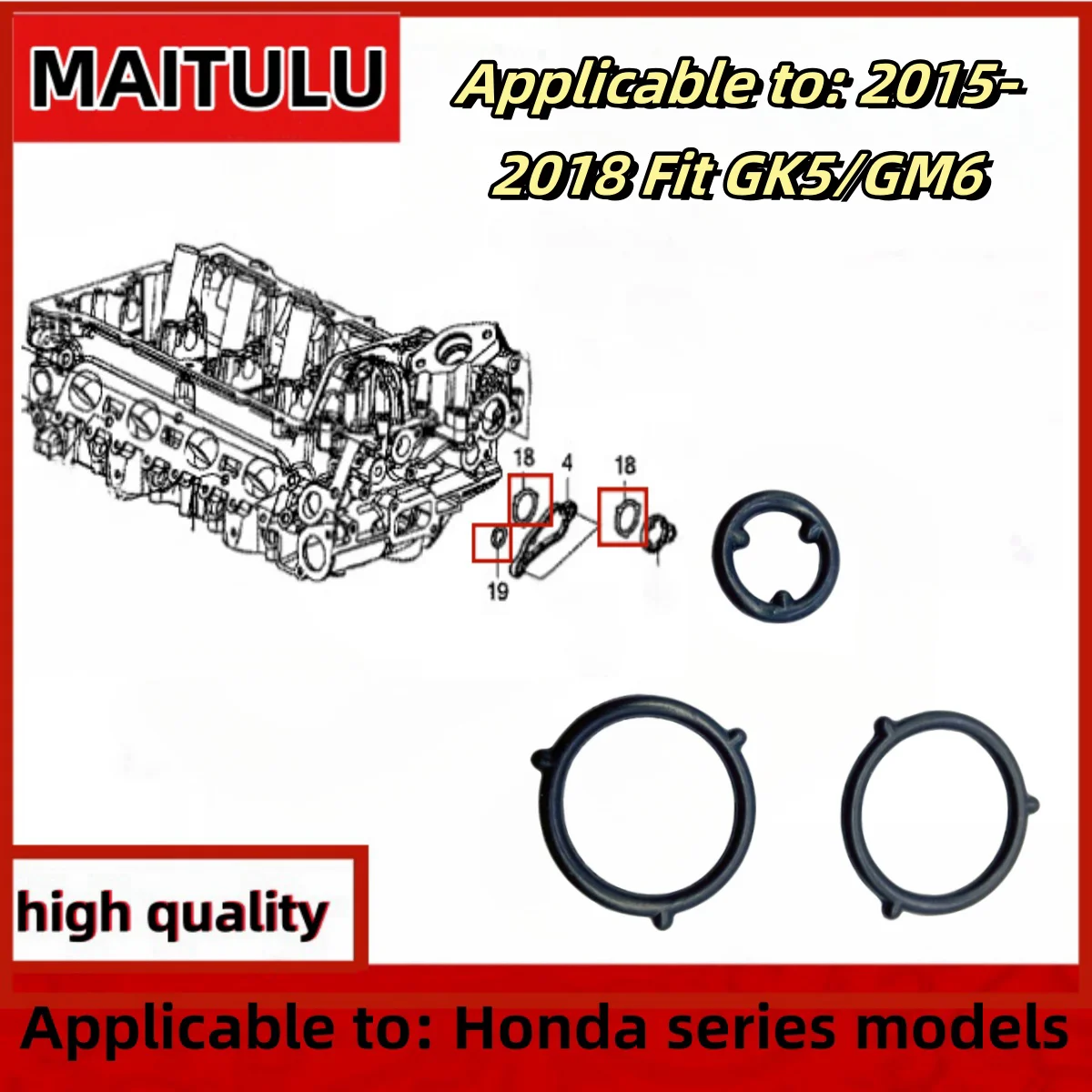

91301-5R7-A01 is suitable for CITY 2015-2018 Fit GK5/GM6 cylinder head side sealing rubber ring rubber pad