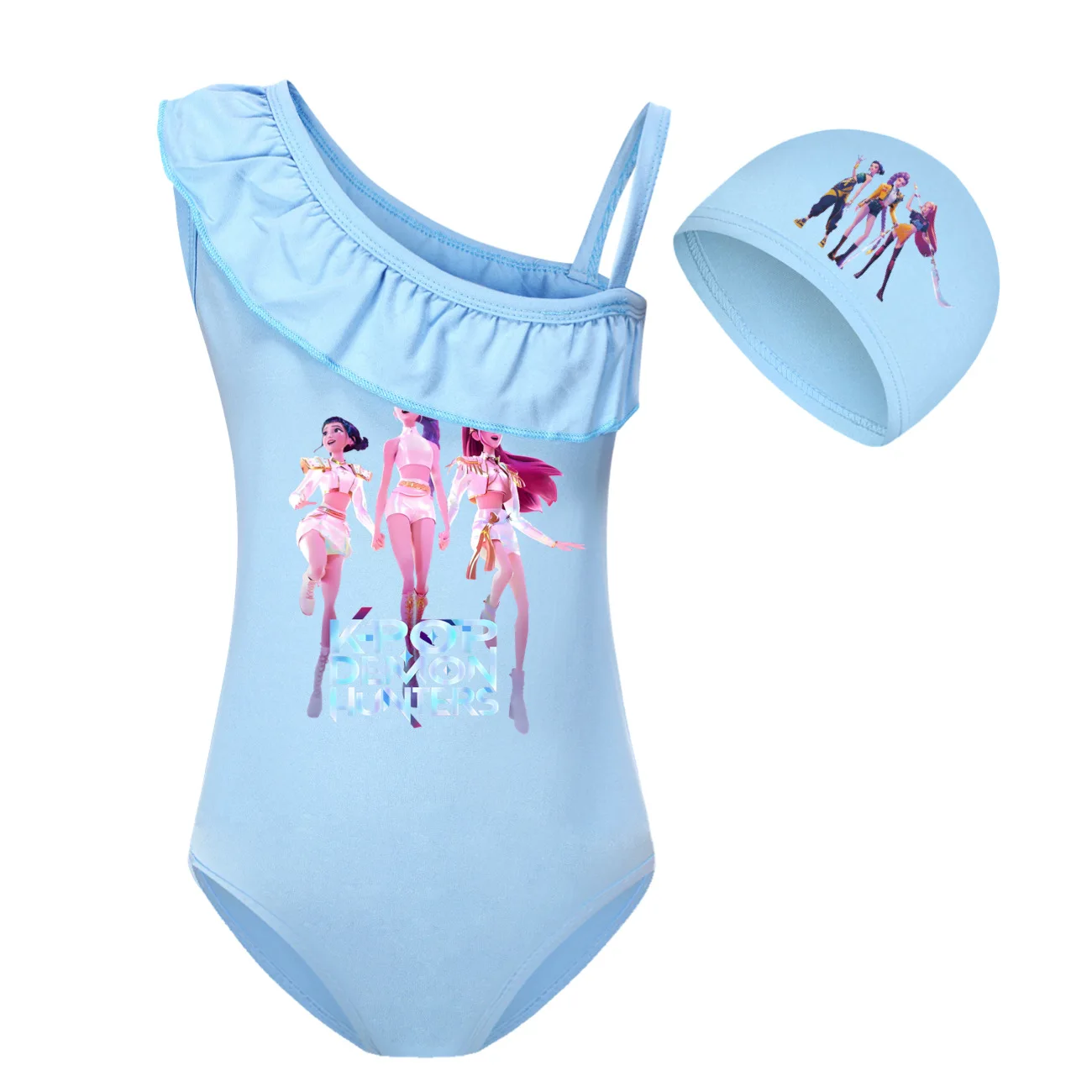 حار KPop شيطان الصيادين Huntrix ملابس الاطفال ملابس الفتيات الصيف قطعة واحدة ملابس السباحة الأطفال أكمام السباحة بيكيني مجموعات
