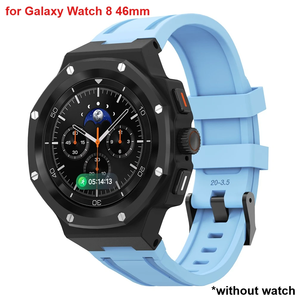 Luxe Mod Kit Voor Samsung Galaxy Horloge 8/8 Classic 40/44/46mm Legering Metalen behuizing Siliconen Band Volledige Cover Bescherming Band Set