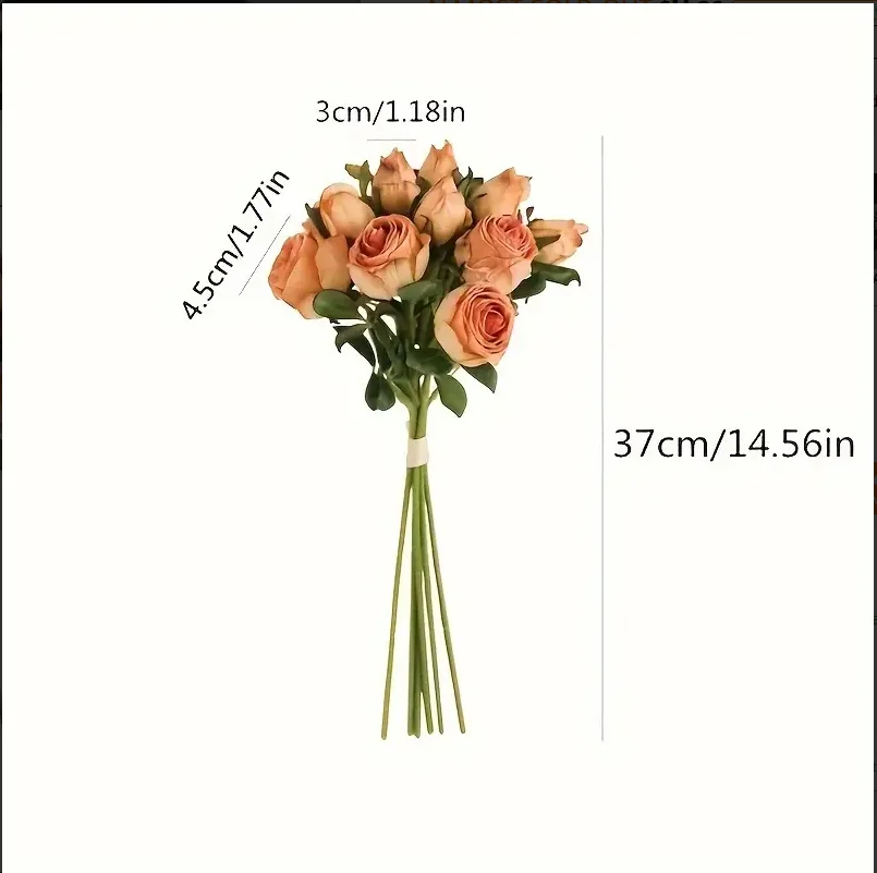 34CM Künstliche Blumen mit Verbrannten Kanten Rosen Handgeschriebener Blumenstrauß Hochzeitsdekoration Kunstblumen Valentinstag Heim-Tischdekoration – Detail 2