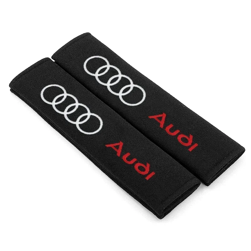 2pcs Soft Car Seat Belt Shoulder Pad Emblems Pressure-Relieving Seatbelt Cover For Audi A4 A3 A5 A6 A7 A8 Q3 Q5 Q7 Q8 B5 B6