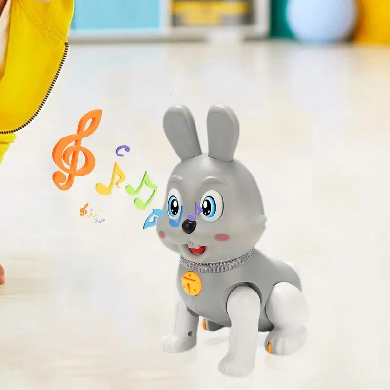 Rabbit Toy With Lights Musical Bunny Light Up Toys Cartoon Movable Blinking Toy Cute Shaking Head Toys For Children's Day