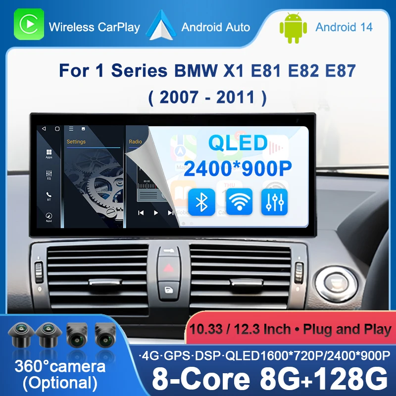 Para BMW serie 1 X1 E81 E82 E87 2007 - 2011 sistema CCC CIC mano derecha Drvie Android 14 Radio de coche navegación GPS vídeo Multimedia