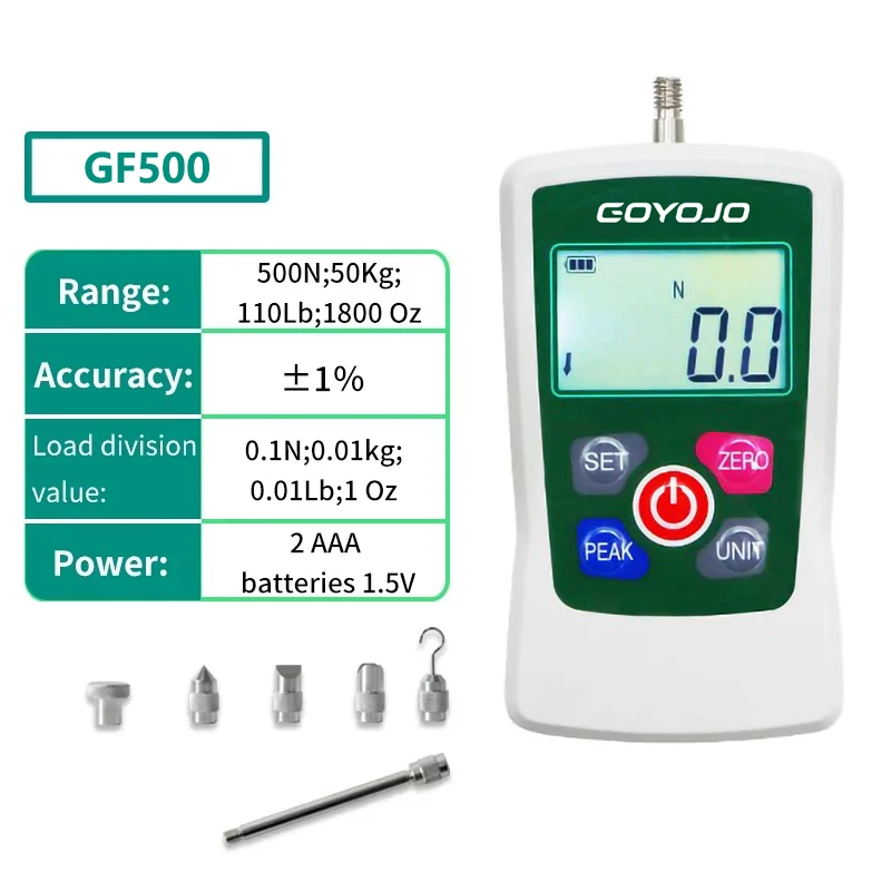 Digitale krachtmeter Zeer nauwkeurige push-pull-meter voor spannings- en compressietesten (N, kg, lb, oz) met achtergrondverlichting 5N/300N/500N