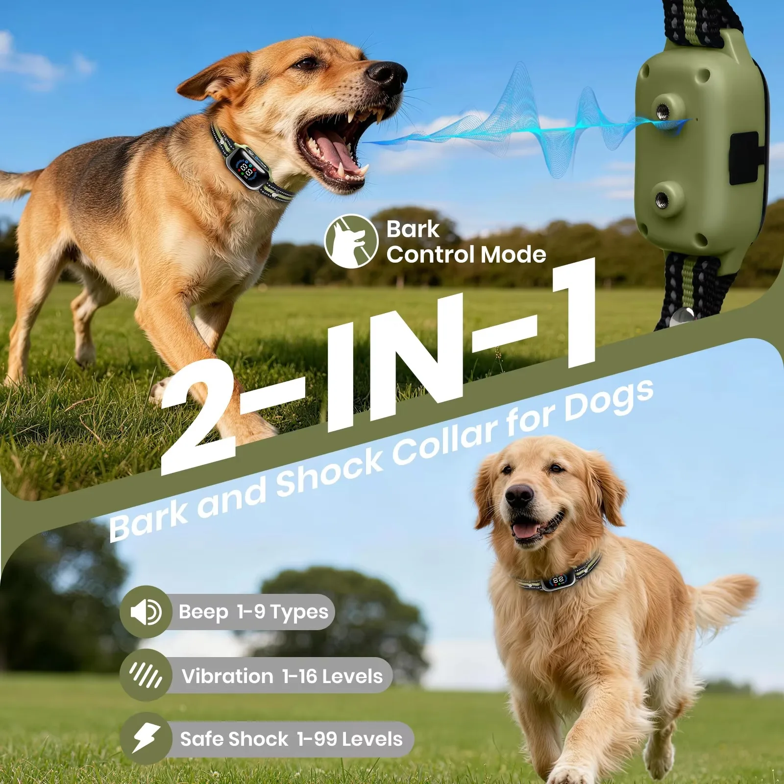 2026-hot-selling-dog-training-collar-for-1-2-3-dogs-new-ai-2-in-1-automatic-bark-collar-3300ft-electric-collar-for-5-120lbs-dogs