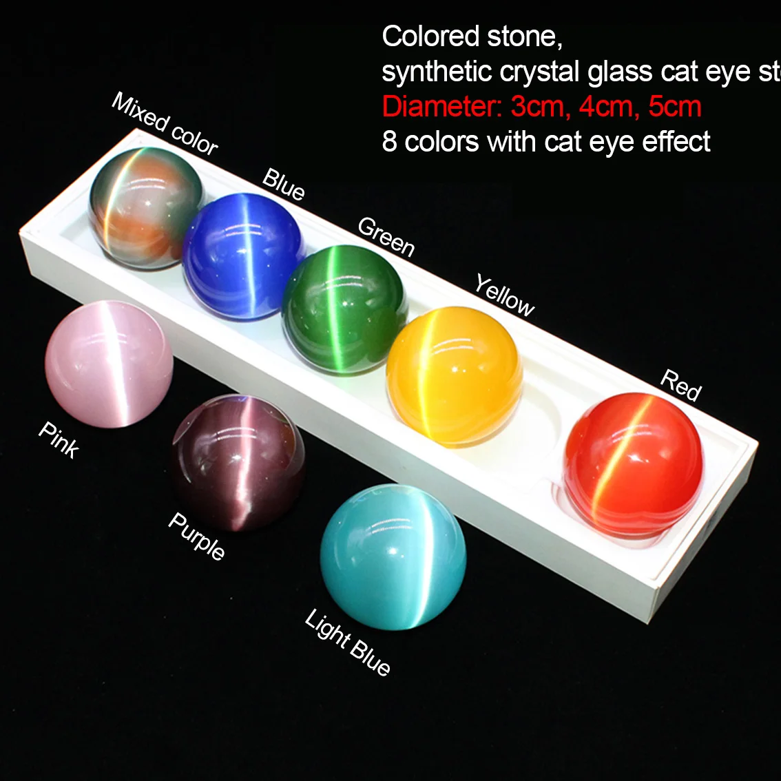 

1Pcs 3cm 4cm 5cm Round Solid Crystal Ball 4.5*3.3cm Oval Colored Cat Eye Stone for Home Decoration Children's Play/research Etc