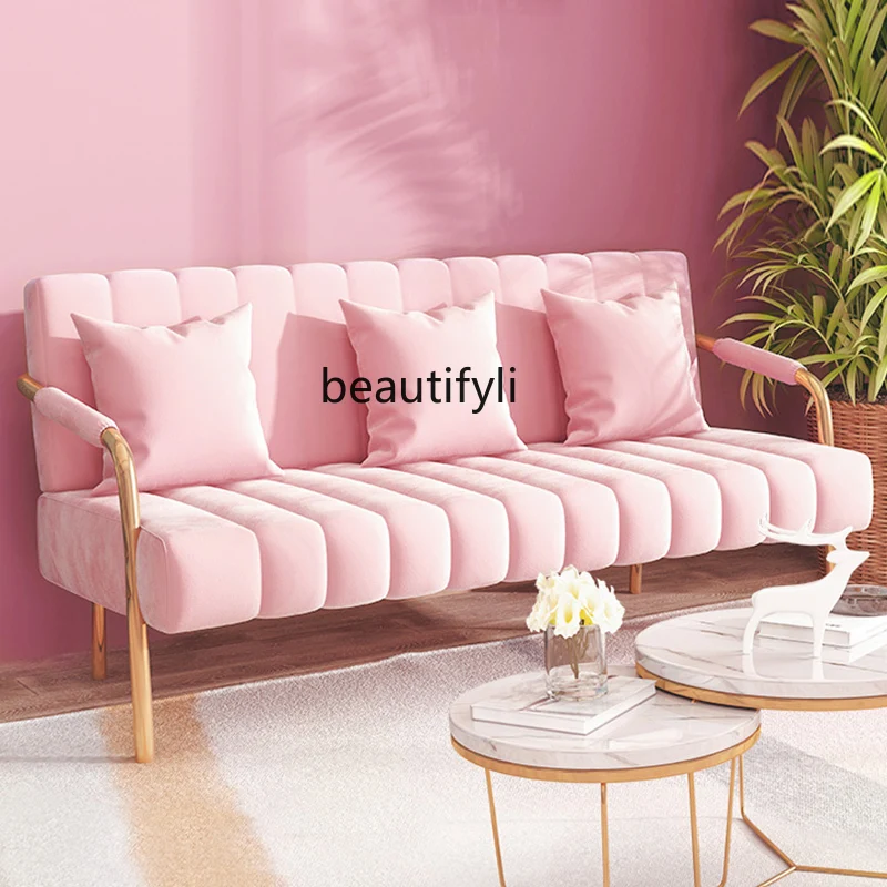 CXH Simple Sofa Small Apartment Living Room Rental Room Nail Shop Clothing Store Fabric Sofa Double Bedroom