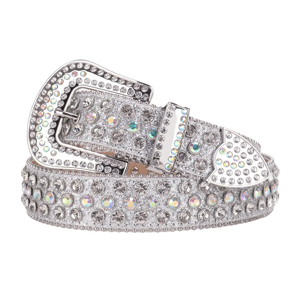 Готический женский модный ремень со стразами и шипами из искусственной кожи, регулируемый блестящий пояс с кристаллами и бриллиантами для джинсового платья