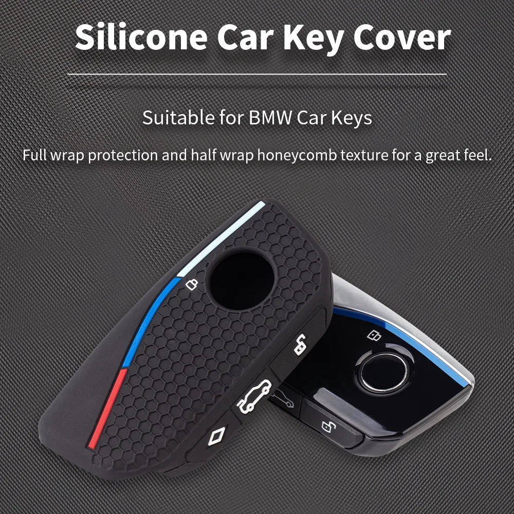 

For BMW 7 Series X7 i7 IX, Alcantara Car Remote Key Fob Protective Cover Case Shell with Keychain Accessories