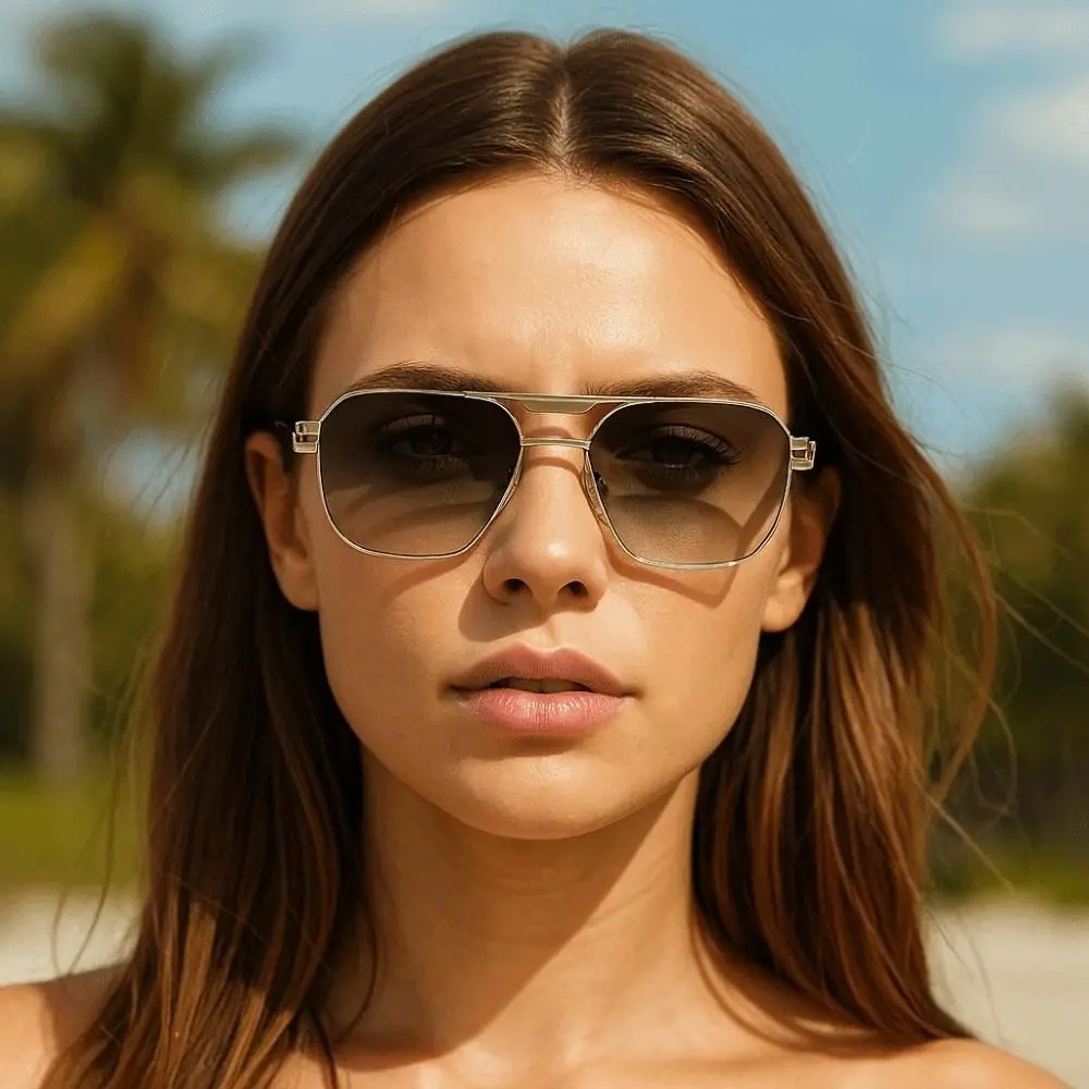 

Retro Double Bar Sunnies Sunshade Eyewear Costume Accessory Unisex Polarized Sunglasses Decorative HD Anti-UV Glasses Catwalk