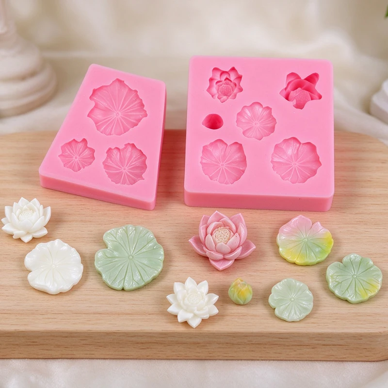 Lotus Flower Leaf Silicone Mold DIY Water Lily Fondant Chocolate Cake Decorating Mold Art Fairy Garden Landscape Crafts Decor