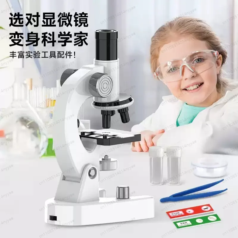 4800X Microscope Student Education Lab HD Biological Microscope LED Lights Childrens Microscope Elementary School Study Gift