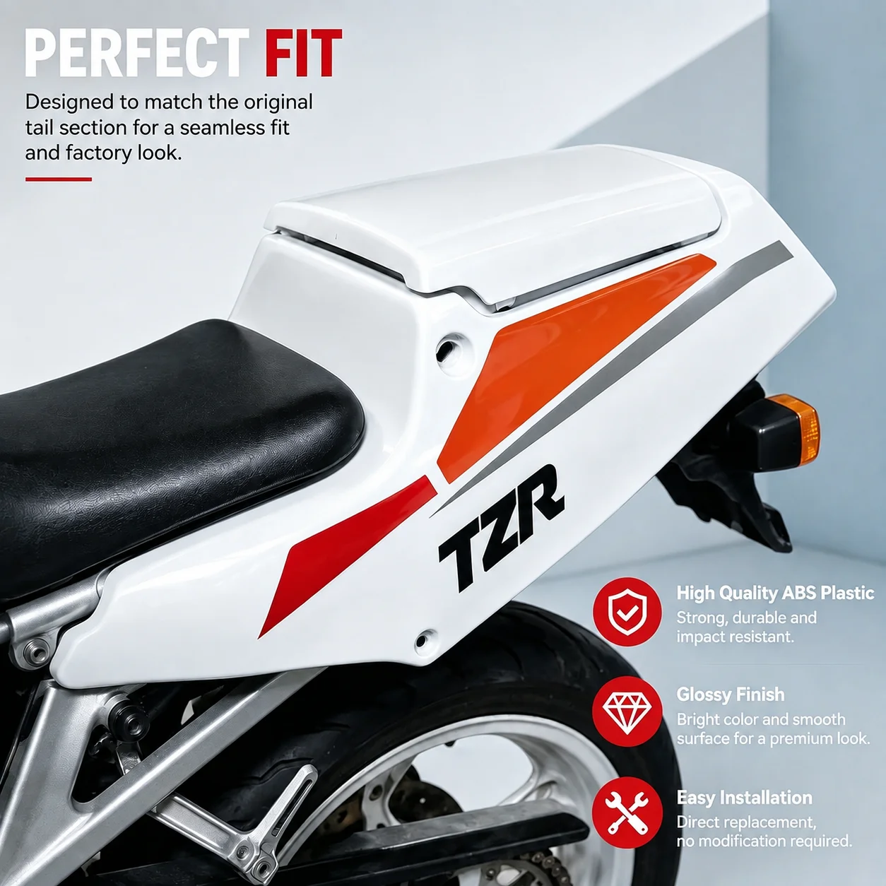 Fit For YAMAHA TZR 125 1987 - 1992 Motorcycle Plastic Tail Rear Seat Fairing Panle Part TZR125 1988 1989 1990 1991