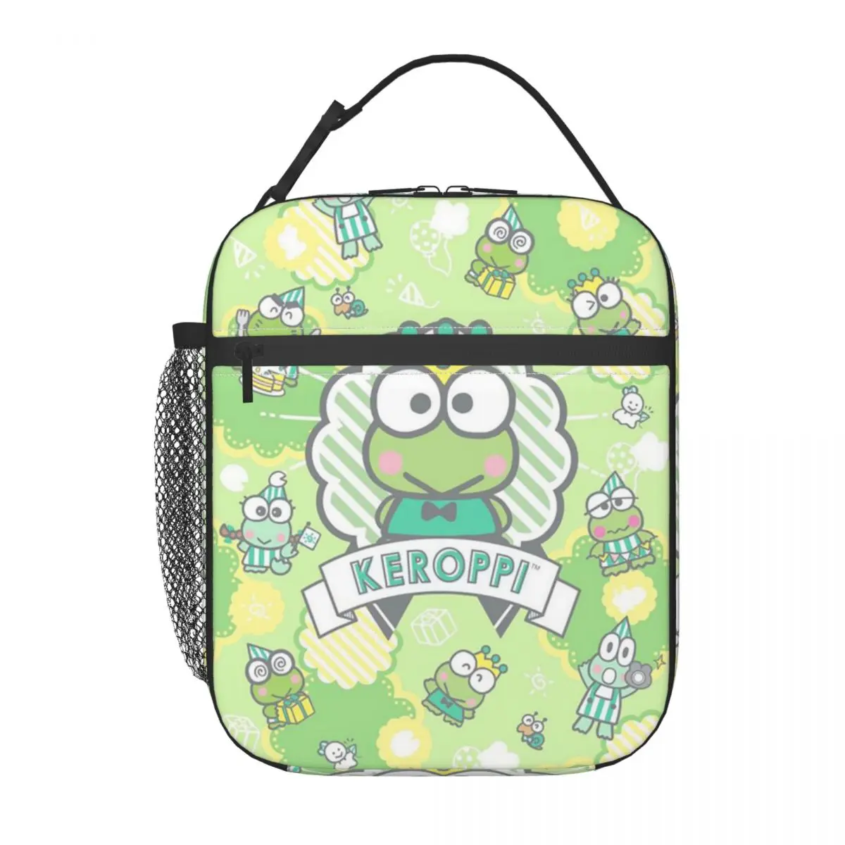 Custom Kawaii Keroppi Thermal Insulated Lunch Bags Women Resuable Lunch Box for Work School Travel Storage Food Tote Bags