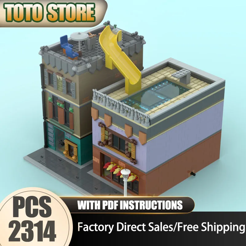 

City Street View Model Moc Building Blocks Modular Coastal Building Model Technology Brick Assembly Construction Toy Gifts