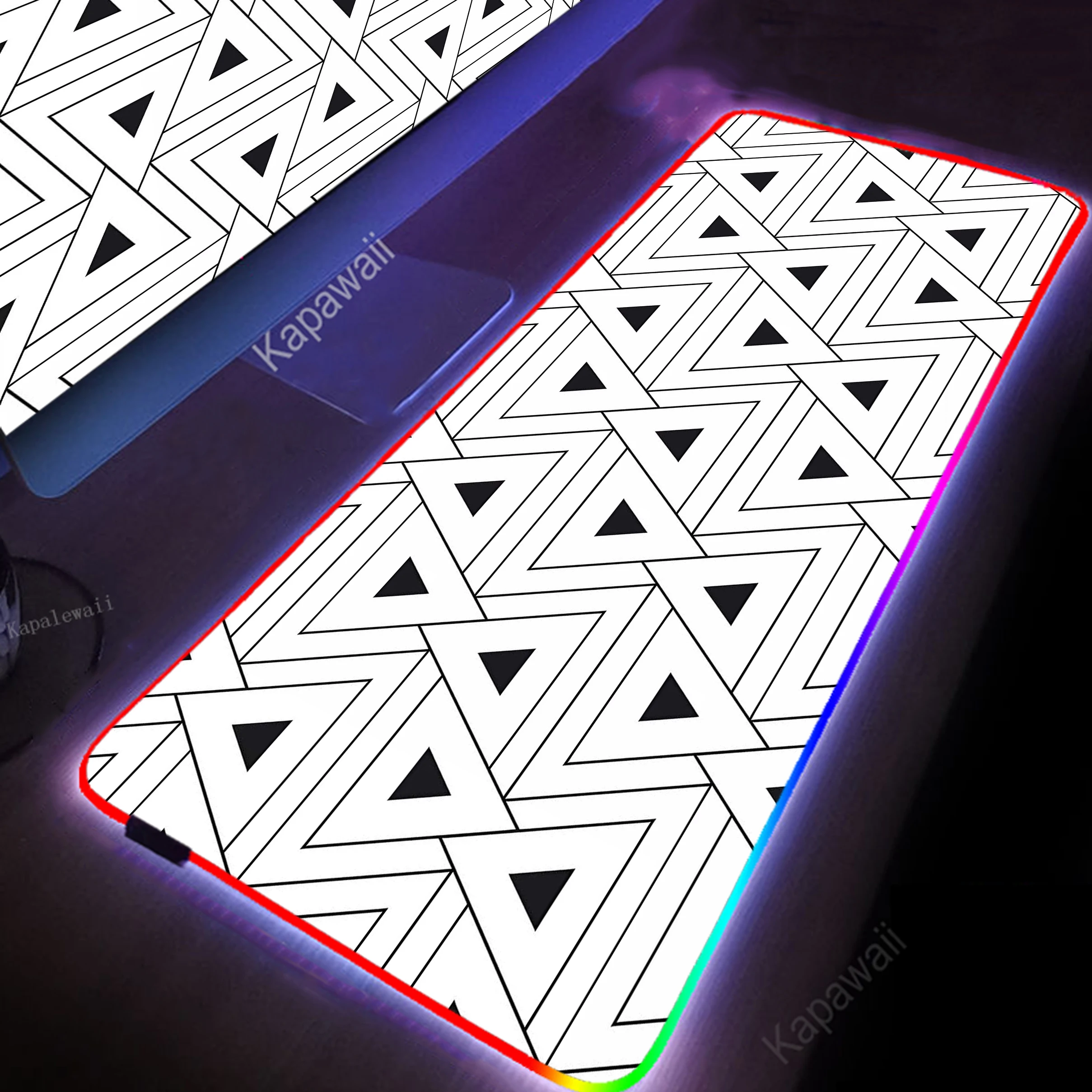 Alfombrilla de ratón antideslizante para Gamer, accesorios de velocidad para teclado, ordenador, alfombrilla de ratón XXL grande, RGB, blanco y negro